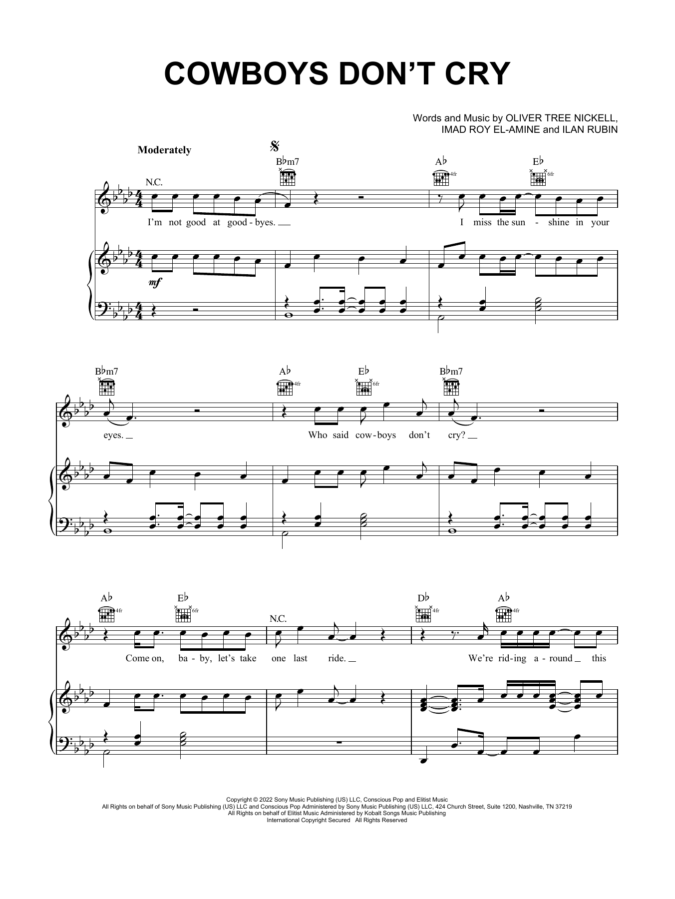 Oliver Tree Cowboys Don't Cry sheet music notes and chords. Download Printable PDF.