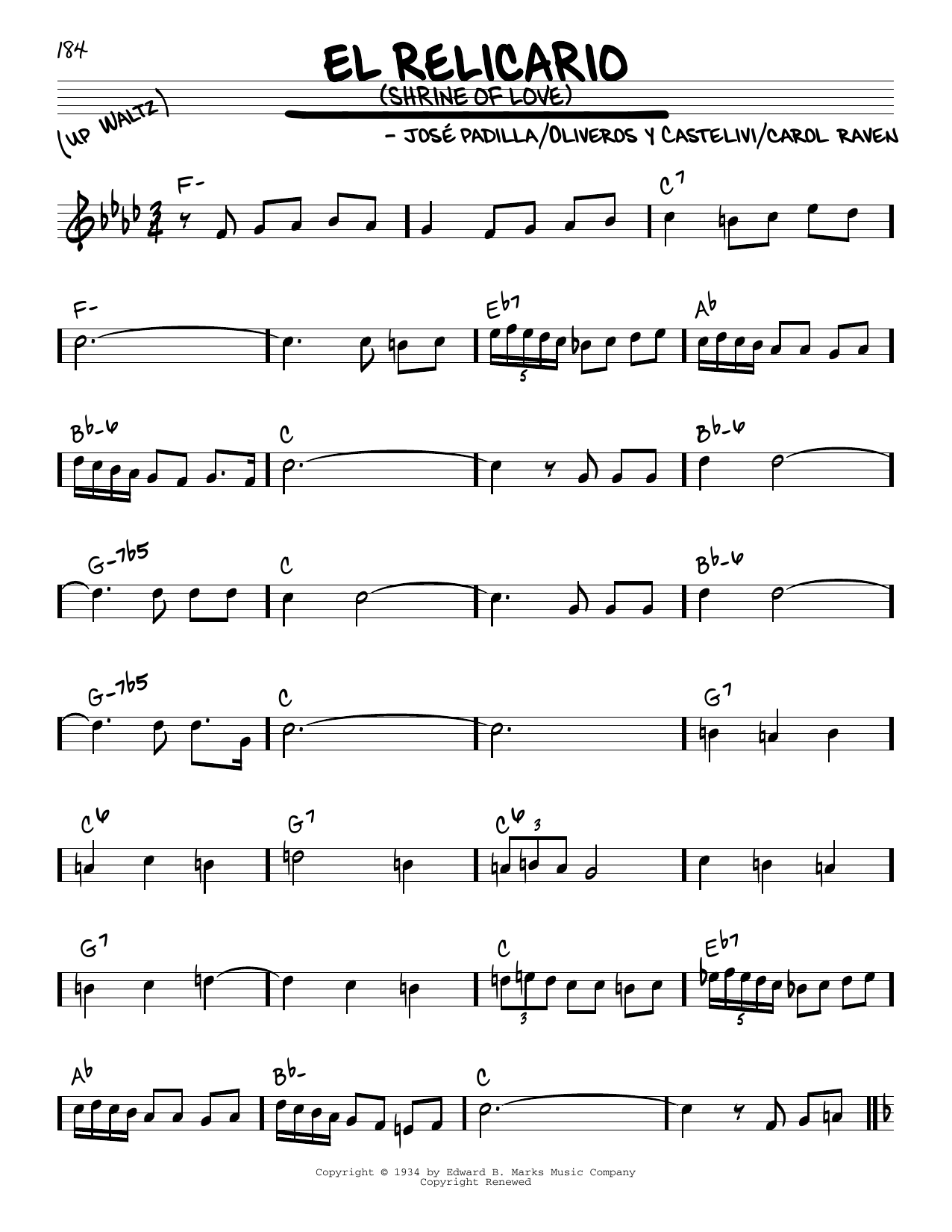 Oliveros y Castelivi El Relicario (Shrine Of Love) sheet music notes and chords. Download Printable PDF.