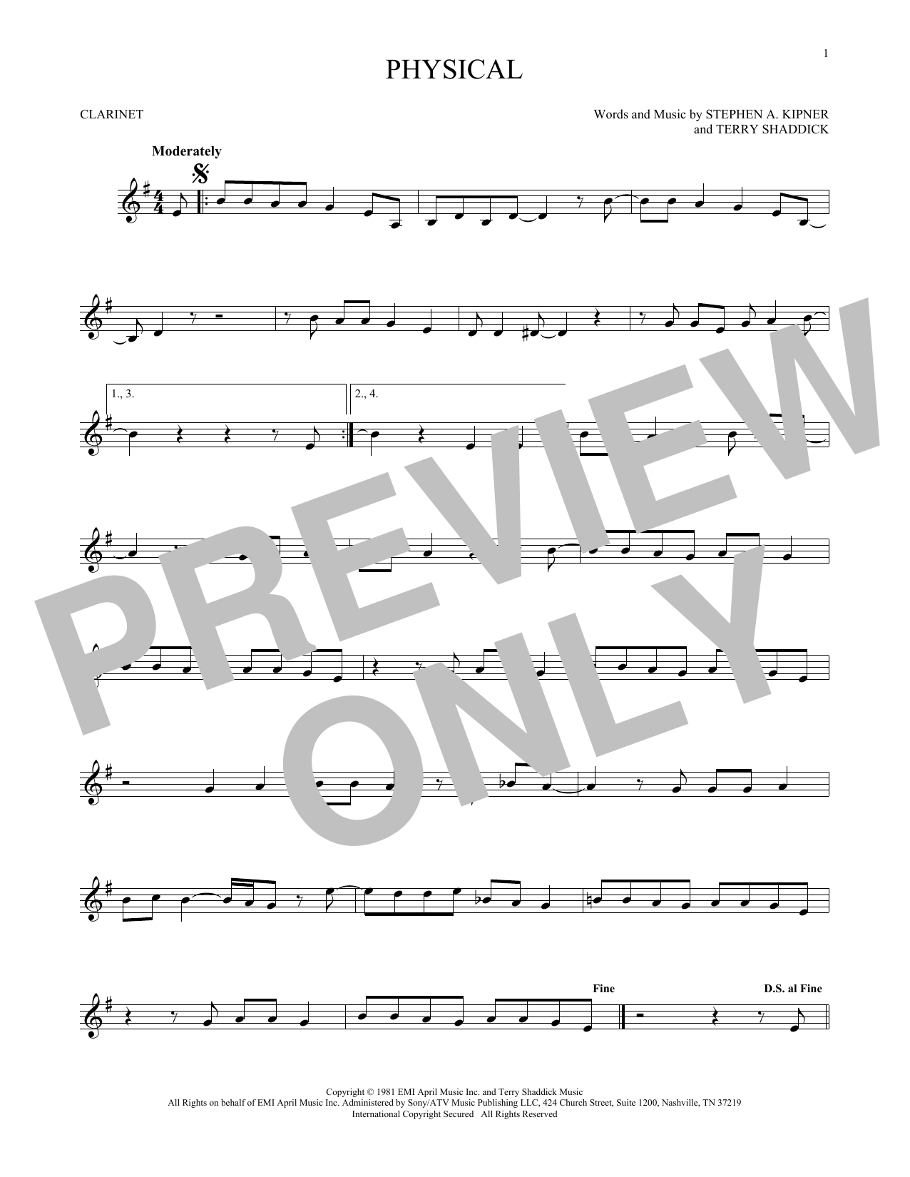 Olivia Newton-John Physical sheet music notes and chords. Download Printable PDF.