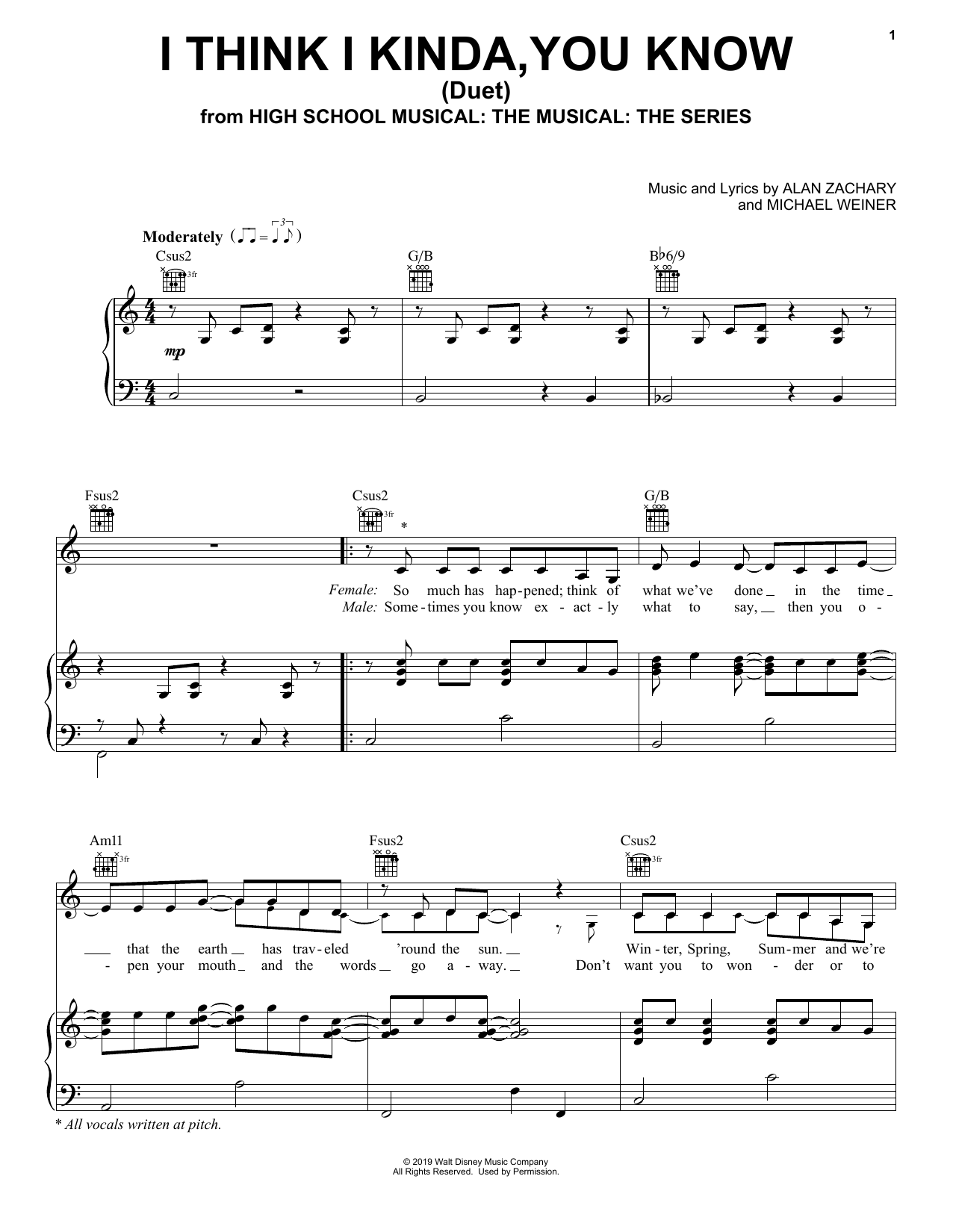 Olivia Rodrigo & Joshua Bassett I Think I Kinda, You Know (Duet) (from High School Musical: The Musical: The Series) sheet music notes and chords. Download Printable PDF.