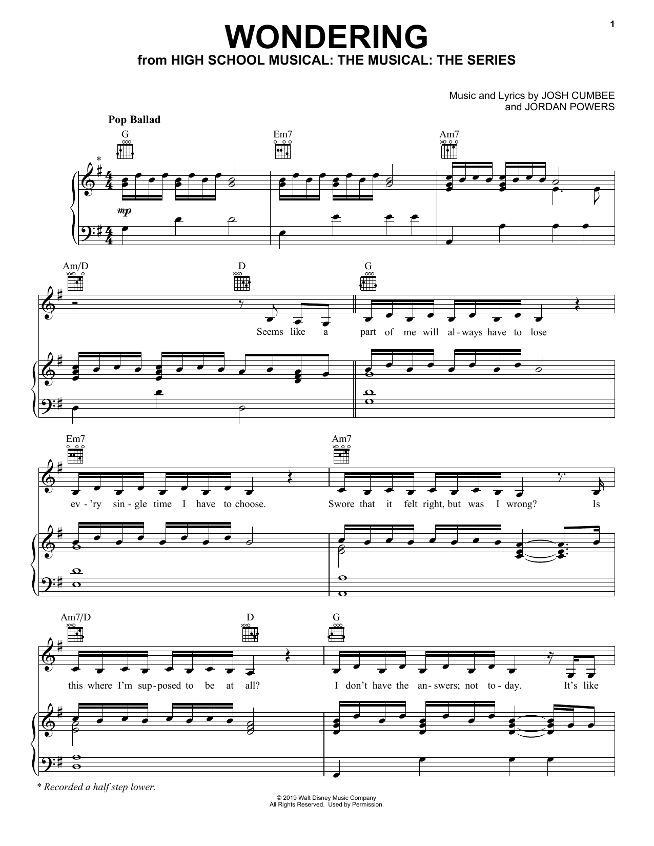 Olivia Rodrigo & Julia Lester Wondering (from High School Musical: The Musical: The Series) sheet music notes and chords. Download Printable PDF.