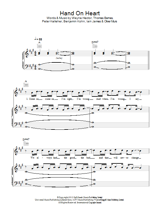 Learn to play Olly Murs Hand On Heart sheet music for Piano, Vocal & Guitar Chords in minutes. Price: 7.8900$ Olly Murs Hand On Heart sheet music notes and chords arranged for Piano, Vocal & Guitar Chords