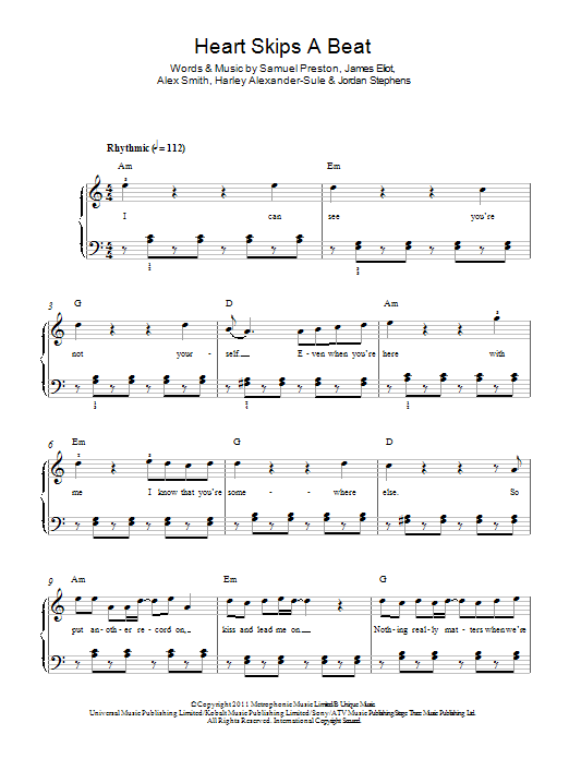 Olly Murs Heart Skips A Beat sheet music notes and chords. Download Printable PDF.