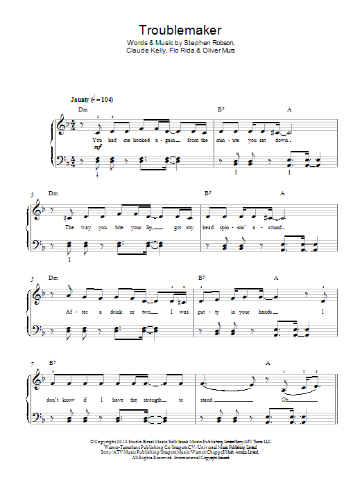 Learn to play Olly Murs Troublemaker (feat. Flo Rida) sheet music for Piano, Vocal & Guitar Chords in minutes. Price: 7.8900$ Olly Murs Troublemaker (feat. Flo Rida) sheet music notes and chords arranged for Piano, Vocal & Guitar Chords
