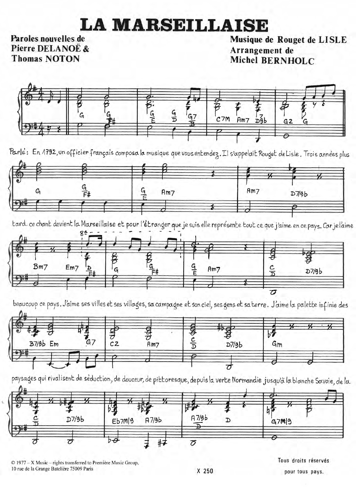 Learn to play Omar Sharif La Marseillaise sheet music for Piano & Vocal in minutes. Price: 7.8900$ Omar Sharif La Marseillaise sheet music notes and chords arranged for Piano & Vocal