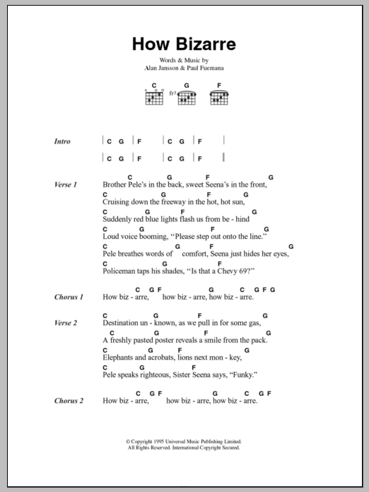 OMC How Bizarre sheet music notes and chords. Download Printable PDF.