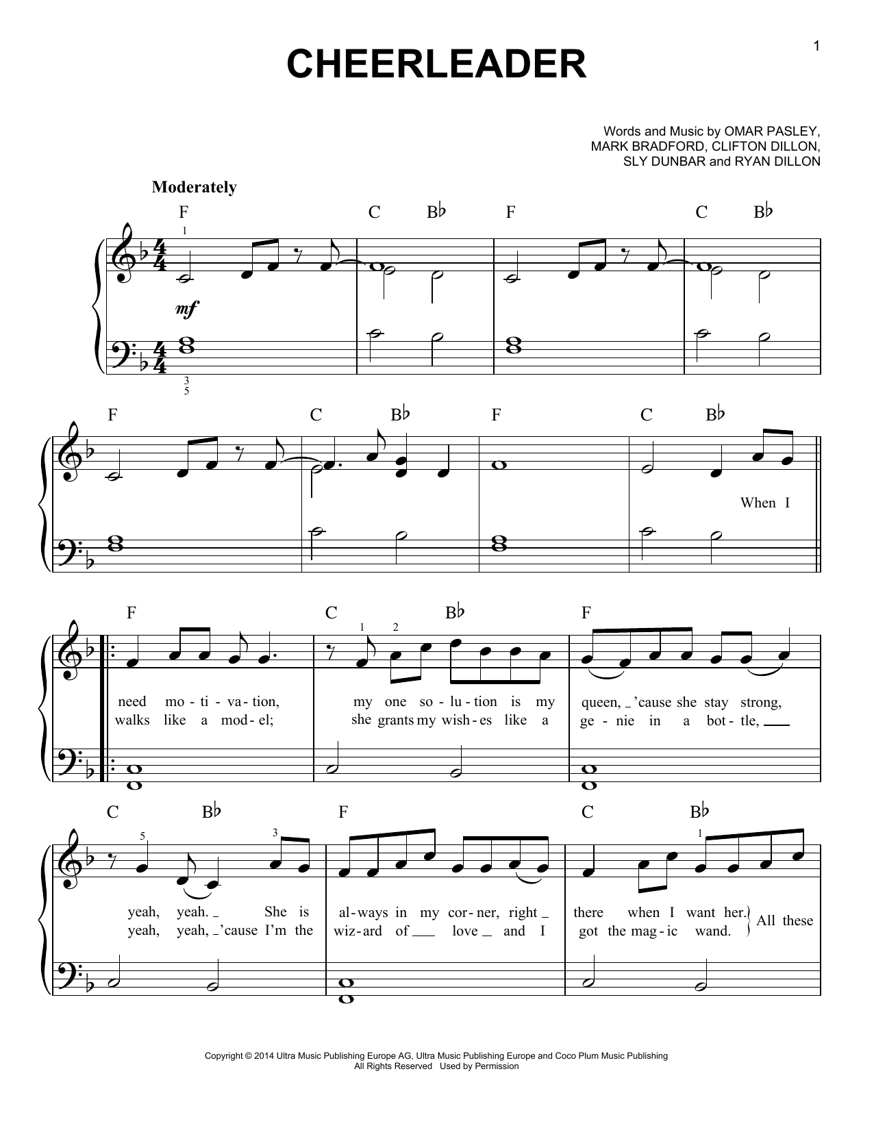 OMI Cheerleader sheet music notes and chords. Download Printable PDF.