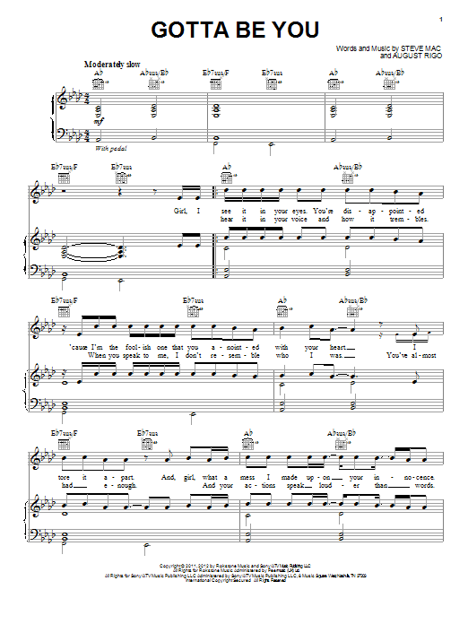 Learn to play One Direction Gotta Be You sheet music for Piano, Vocal & Guitar Chords in minutes. Price: 7.8900$ One Direction Gotta Be You sheet music notes and chords arranged for Piano, Vocal & Guitar Chords
