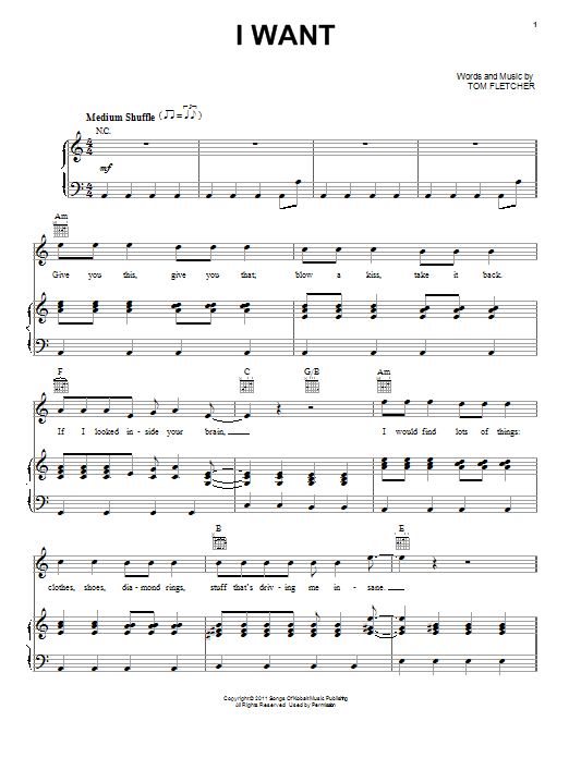 Learn to play One Direction I Want sheet music for Piano, Vocal & Guitar Chords (Right-Hand Melody) in minutes. Price: 7.8900$ One Direction I Want sheet music notes and chords arranged for Piano, Vocal & Guitar Chords (Right-Hand Melody)