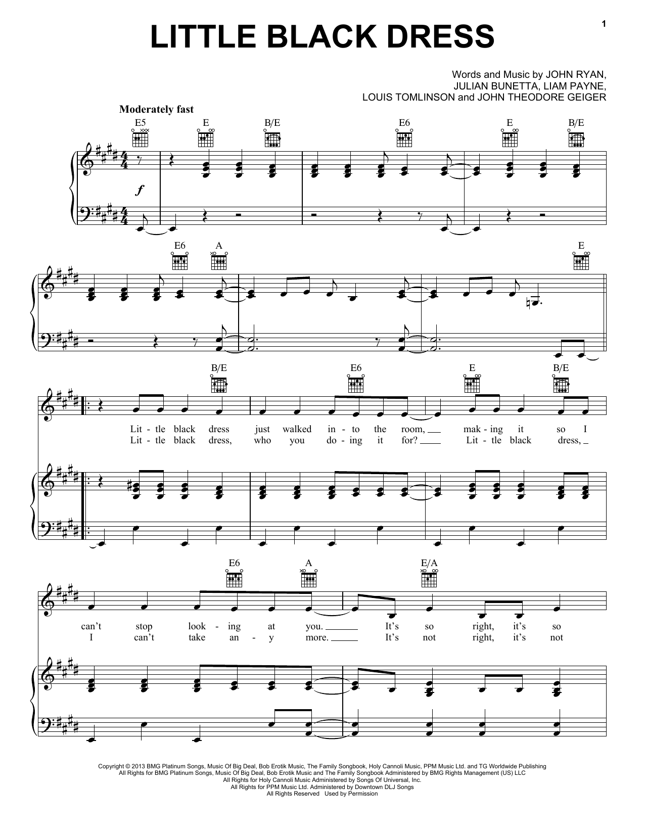 Learn to play One Direction Little Black Dress sheet music for Piano, Vocal & Guitar Chords (Right-Hand Melody) in minutes. Price: 7.8900$ One Direction Little Black Dress sheet music notes and chords arranged for Piano, Vocal & Guitar Chords (Right-Hand Melody)