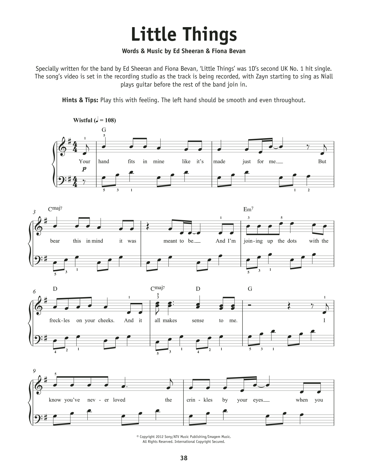 One Direction Little Things sheet music notes and chords. Download Printable PDF.