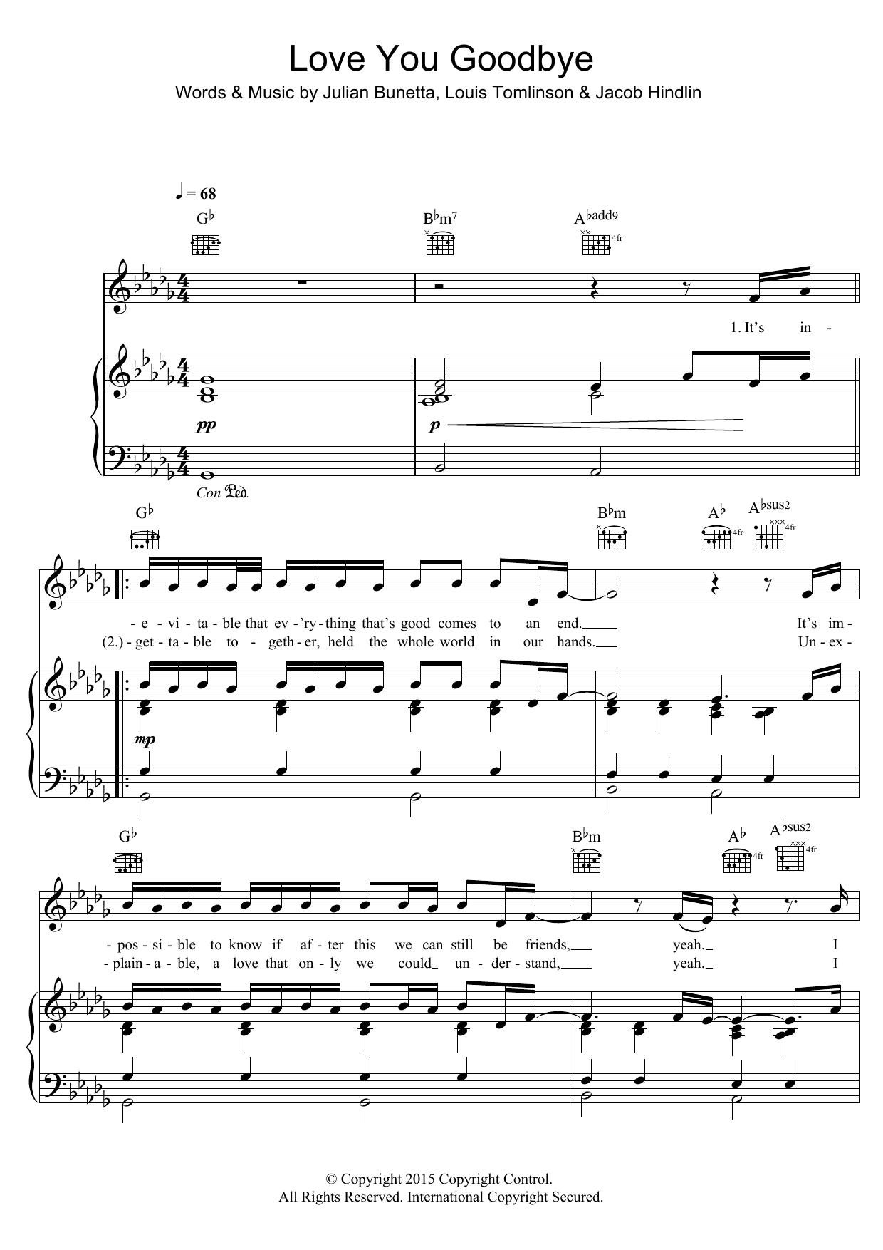 One Direction Love You Goodbye sheet music notes and chords. Download Printable PDF.