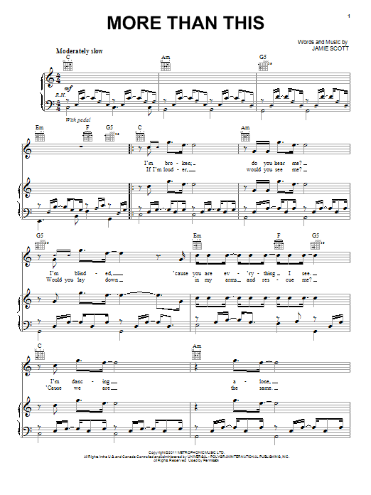 Learn to play One Direction More Than This sheet music for Really Easy Piano in minutes. Price: 6.9900$ One Direction More Than This sheet music notes and chords arranged for Really Easy Piano