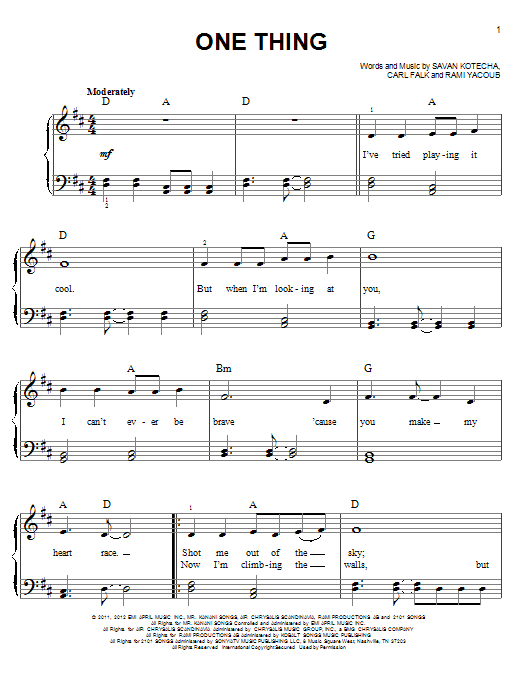 One Direction One Thing sheet music notes and chords. Download Printable PDF.