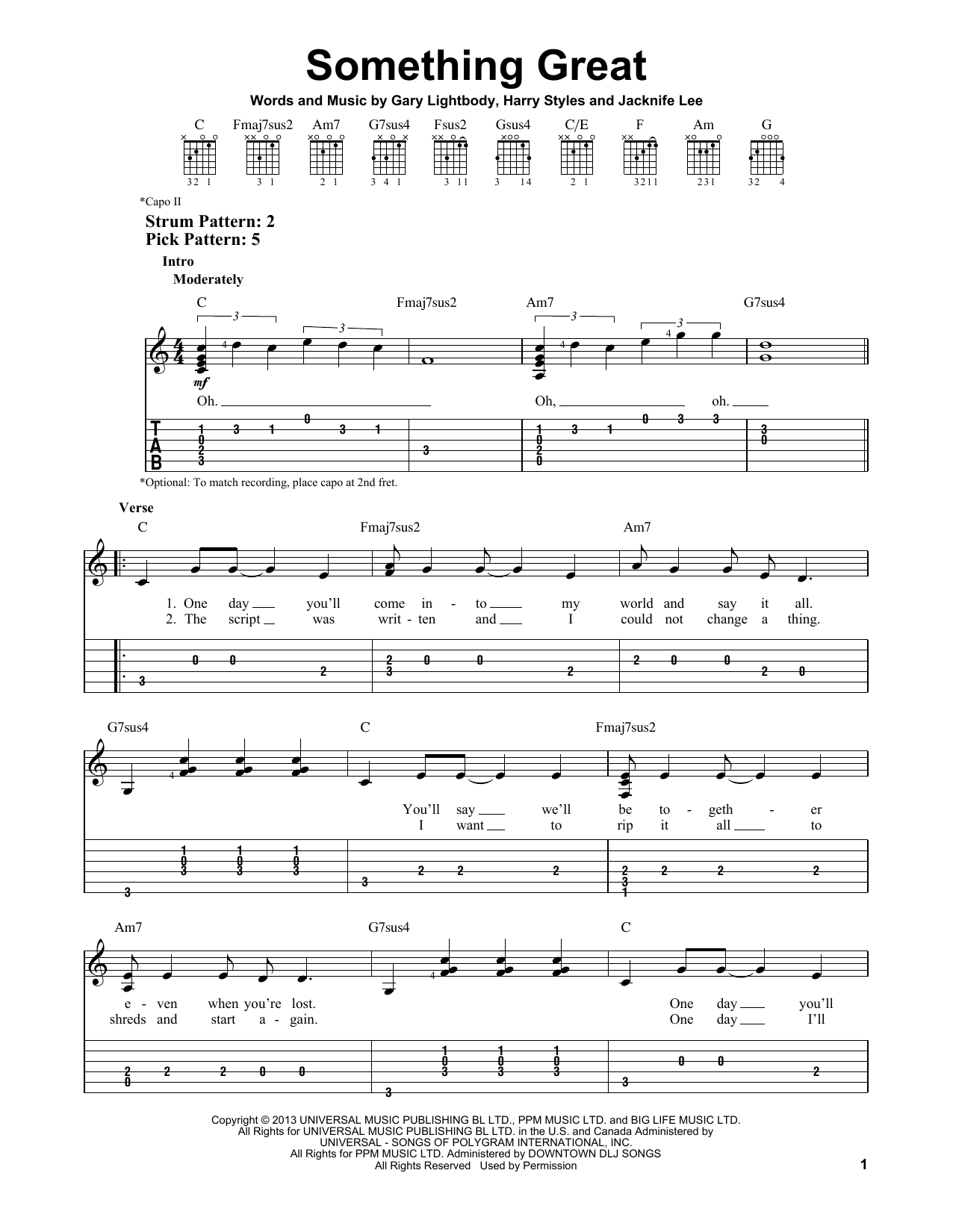 One Direction Something Great sheet music notes and chords. Download Printable PDF.