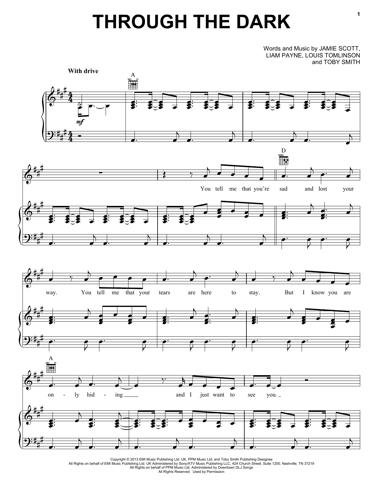 Learn to play One Direction Through The Dark sheet music for Piano, Vocal & Guitar Chords in minutes. Price: 7.8900$ One Direction Through The Dark sheet music notes and chords arranged for Piano, Vocal & Guitar Chords