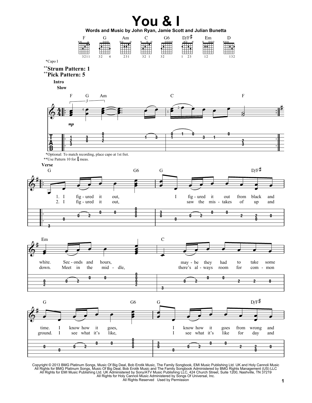 Learn to play One Direction You & I sheet music for Easy Guitar Tab in minutes. Price: 6.9900$ One Direction You & I sheet music notes and chords arranged for Easy Guitar Tab