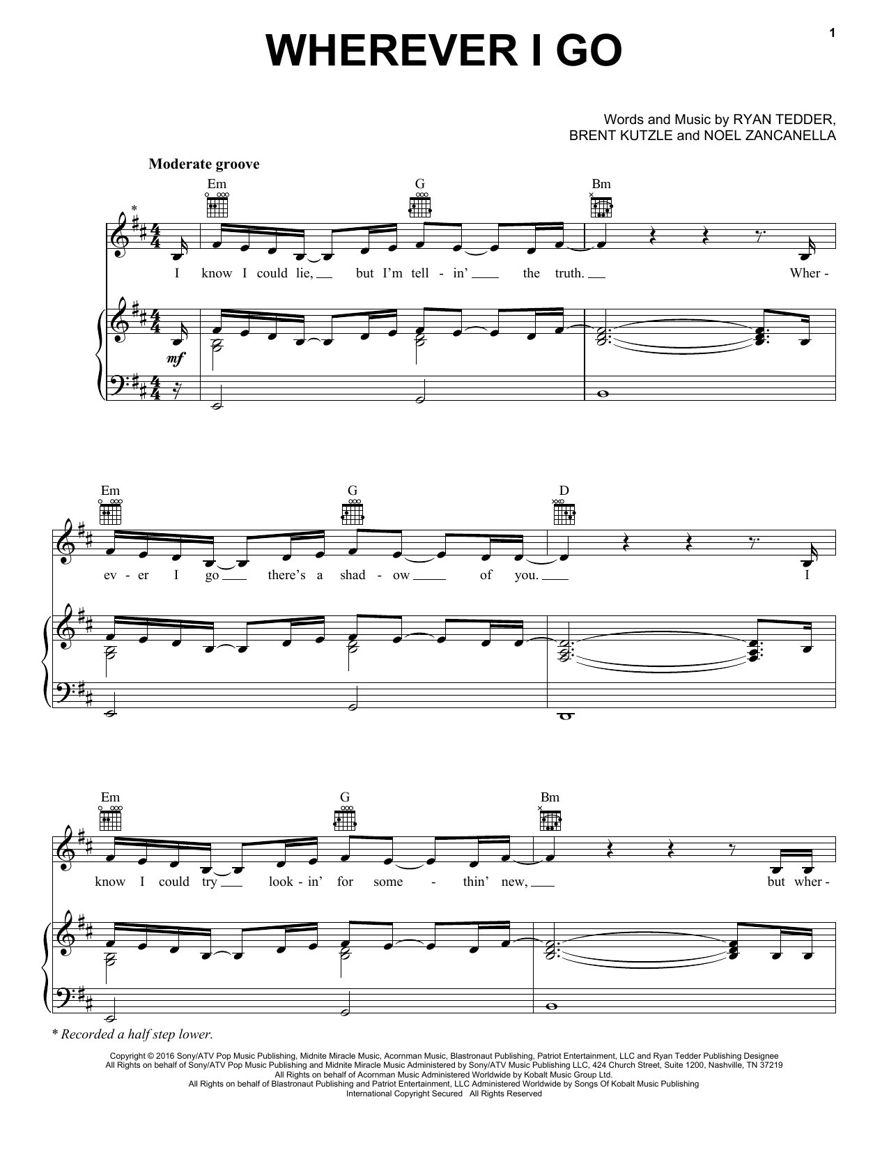 Learn to play One Republic Wherever I Go sheet music for Piano, Vocal & Guitar Chords (Right-Hand Melody) in minutes. Price: 7.8900$ One Republic Wherever I Go sheet music notes and chords arranged for Piano, Vocal & Guitar Chords (Right-Hand Melody)