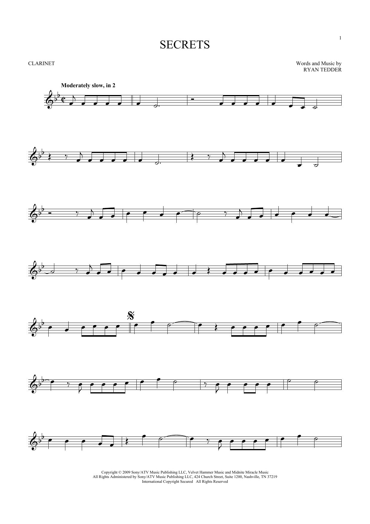 OneRepublic Secrets sheet music notes and chords. Download Printable PDF.