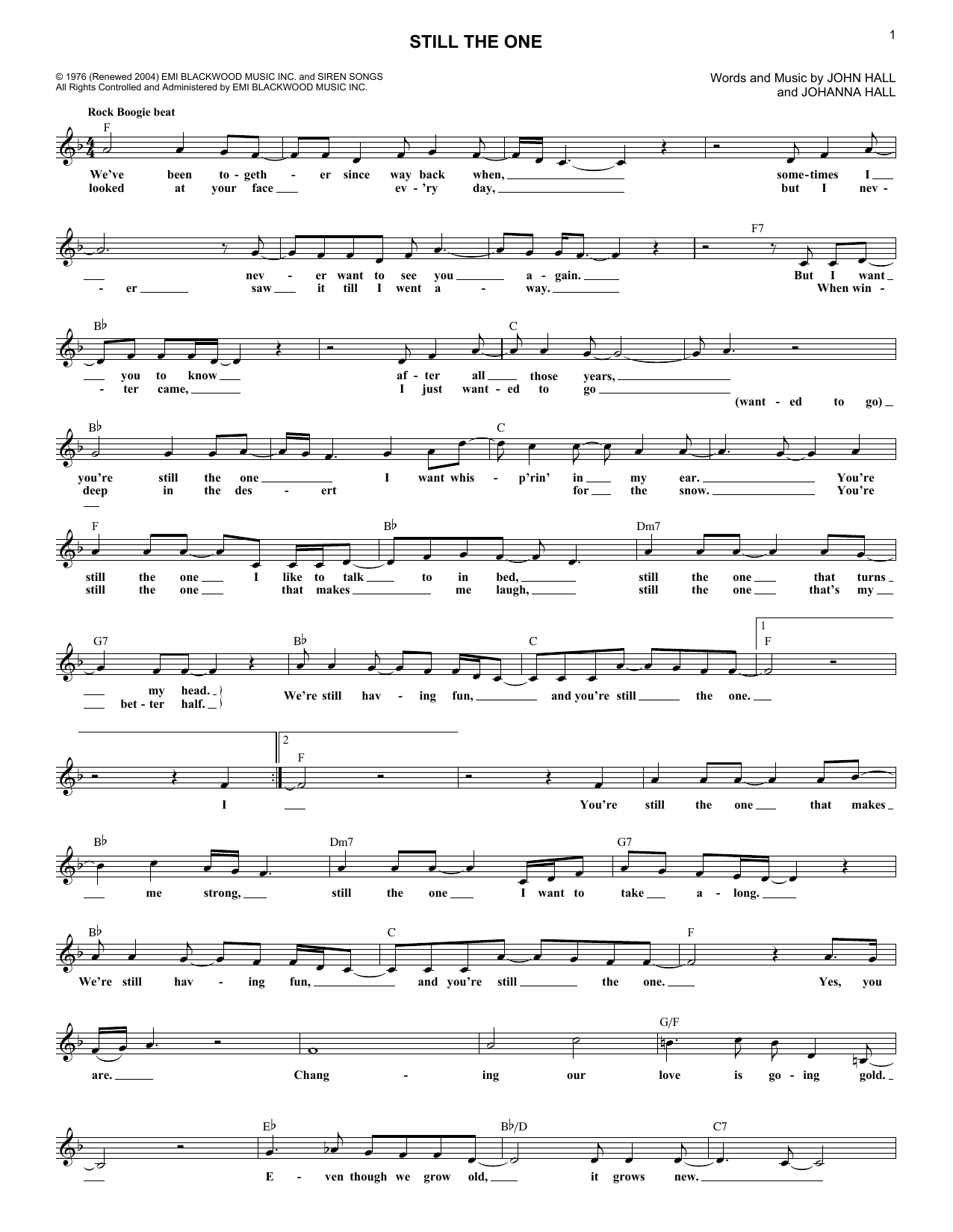 Orleans Still The One sheet music notes and chords. Download Printable PDF.