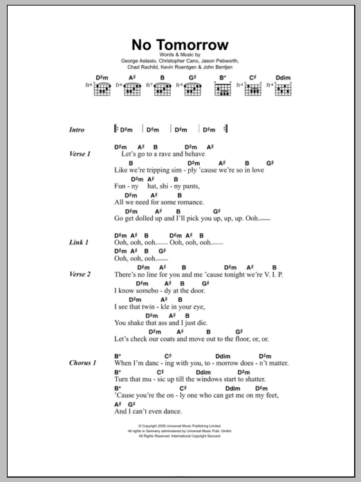 Orson No Tomorrow sheet music notes and chords. Download Printable PDF.