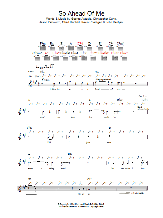 Orson So Ahead Of Me sheet music notes and chords arranged for Guitar Tab