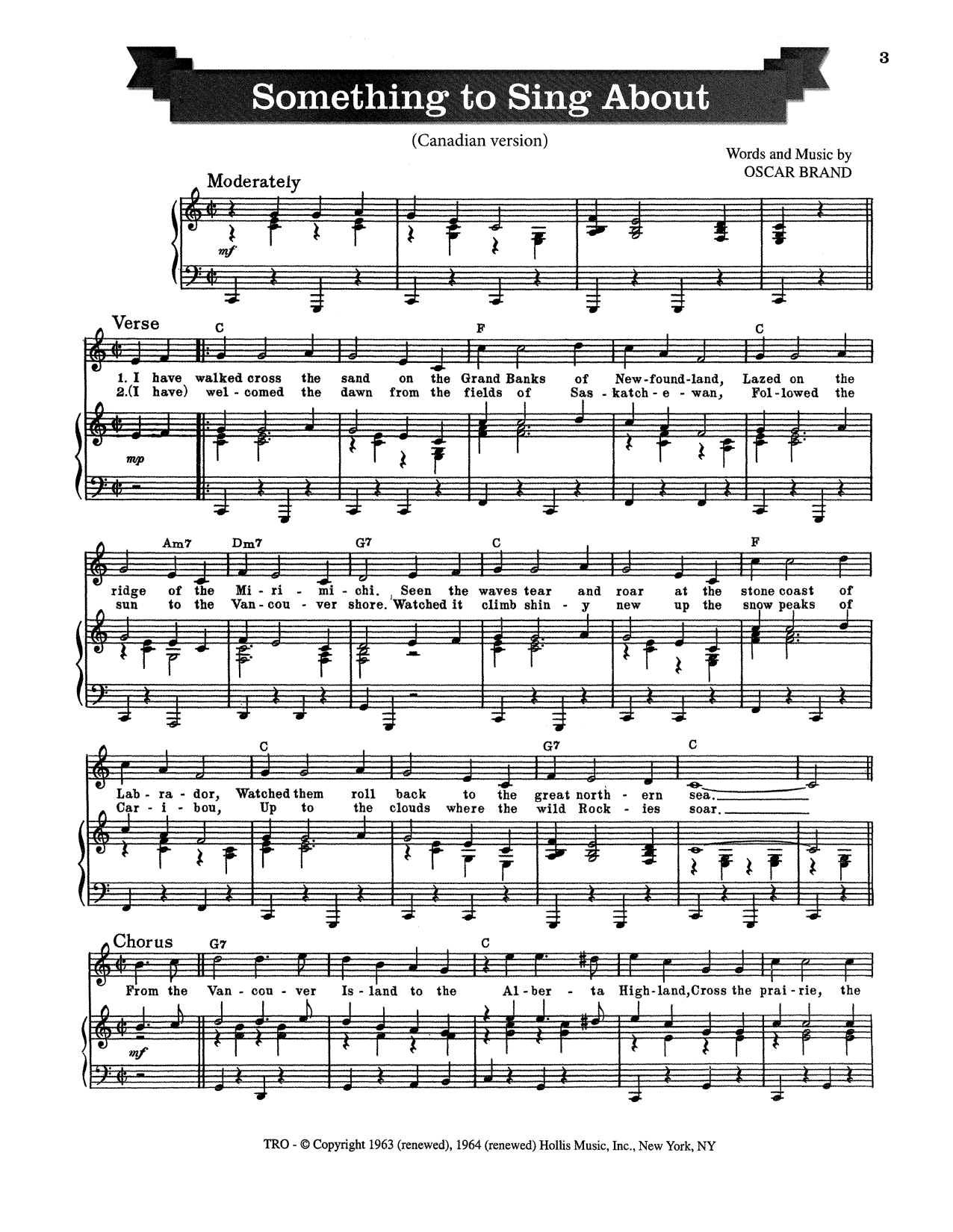Learn to play Oscar Brand Something To Sing About sheet music for Piano & Vocal in minutes. Price: 7.8900$ Oscar Brand Something To Sing About sheet music notes and chords arranged for Piano & Vocal
