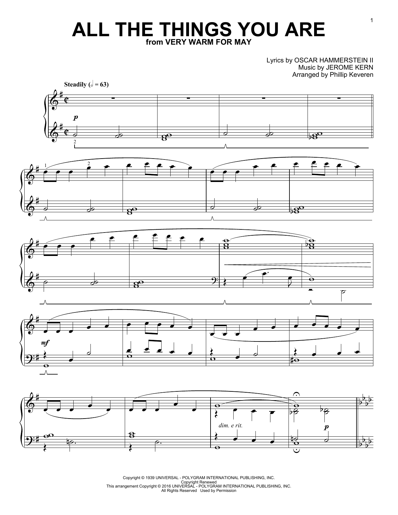 Jerome Kern All The Things You Are sheet music notes and chords. Download Printable PDF.