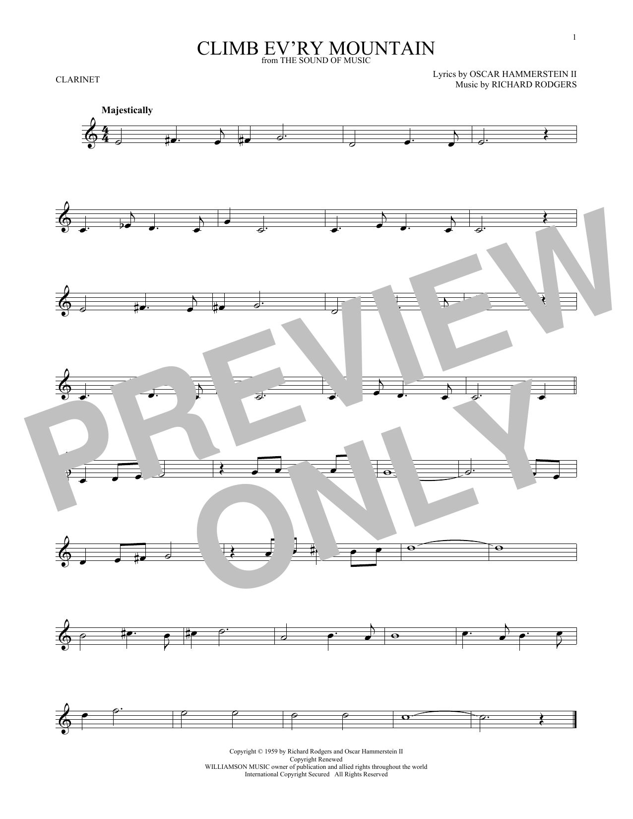 Oscar Hammerstein II Climb Ev'ry Mountain sheet music notes and chords. Download Printable PDF.