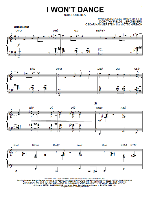 Oscar Hammerstein II I Won't Dance [Jazz version] (arr. Brent Edstrom) sheet music notes and chords. Download Printable PDF.