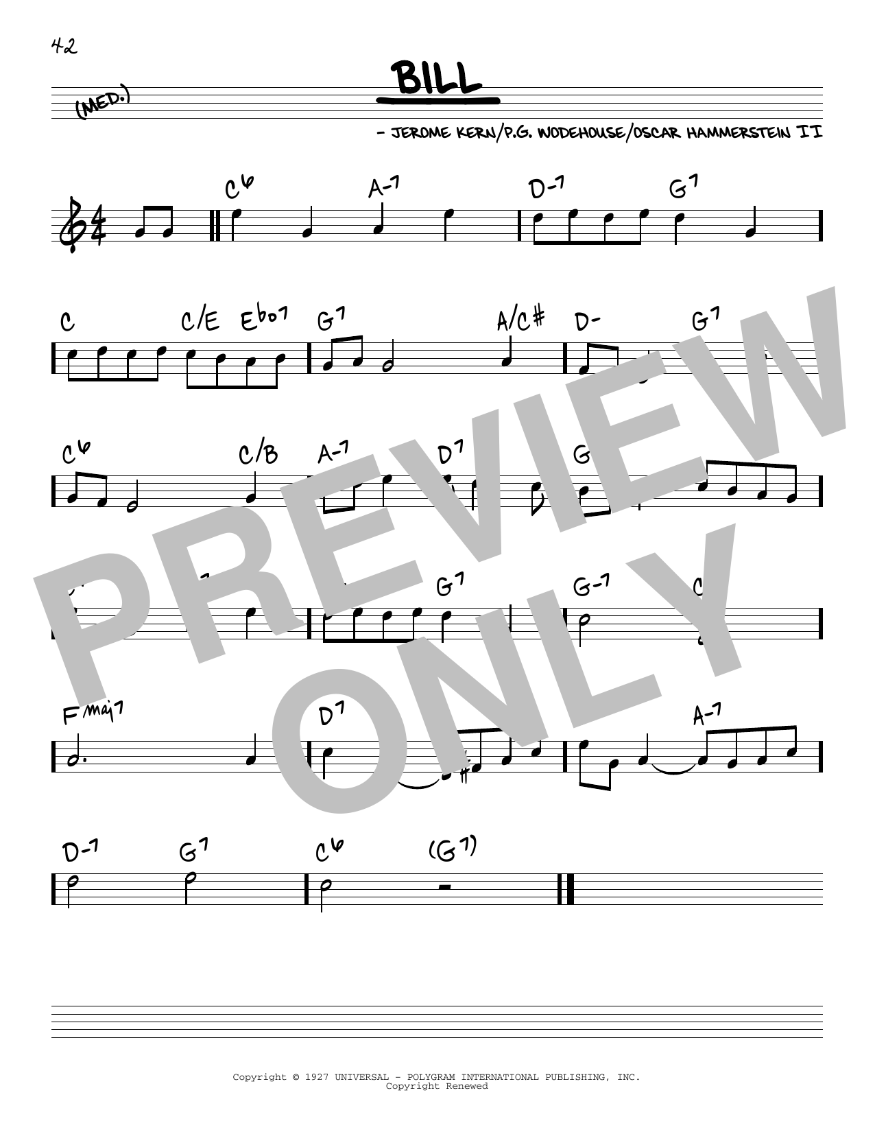 Learn to play Oscar Hammerstein II & Jerome Kern Bill sheet music for Real Book – Melody & Chords in minutes. Price: 5.9900$ Oscar Hammerstein II & Jerome Kern Bill sheet music notes and chords arranged for Real Book – Melody & Chords