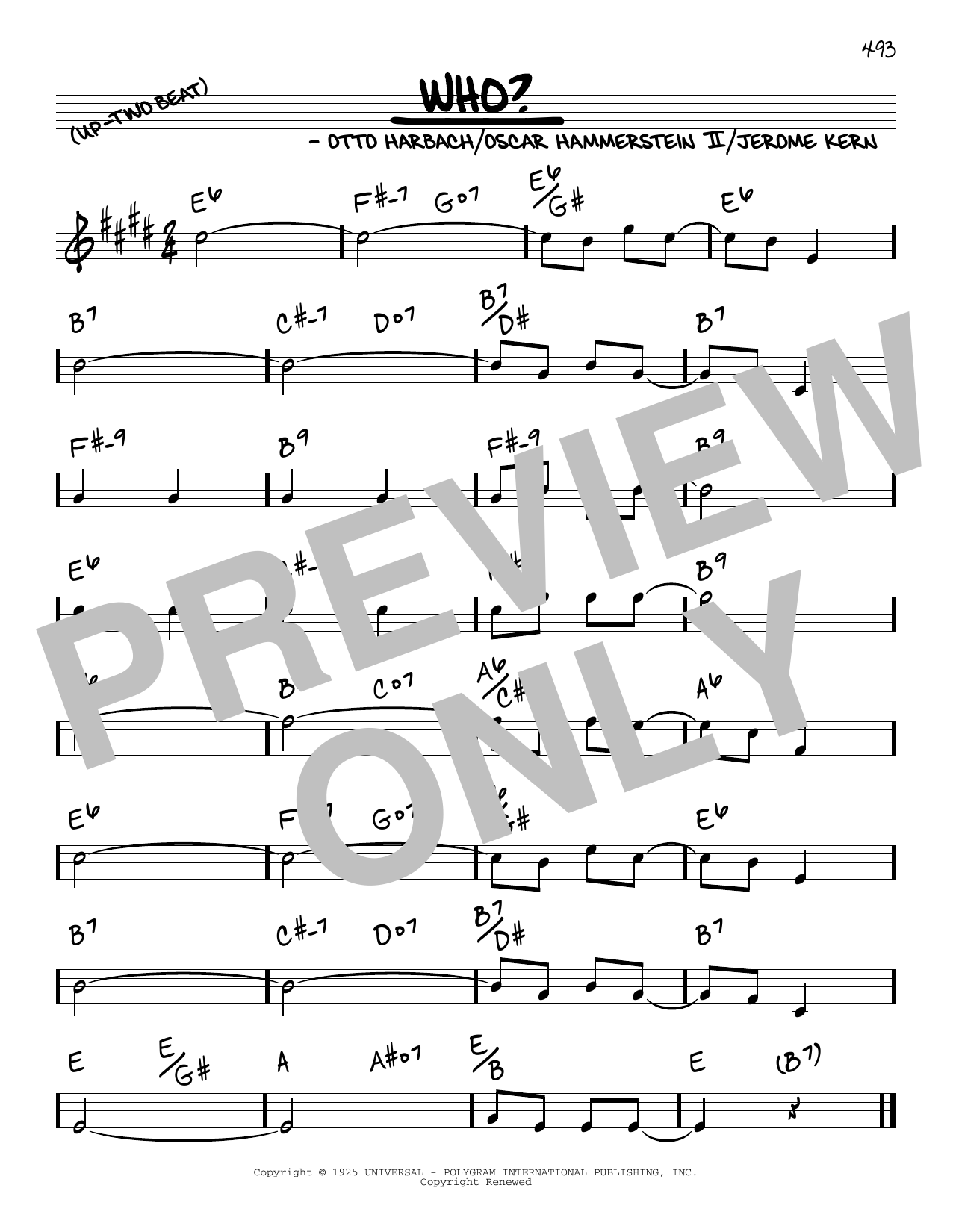 Learn to play Oscar Hammerstein II & Jerome Kern Who? sheet music for Real Book – Melody & Chords in minutes. Price: 5.9900$ Oscar Hammerstein II & Jerome Kern Who? sheet music notes and chords arranged for Real Book – Melody & Chords