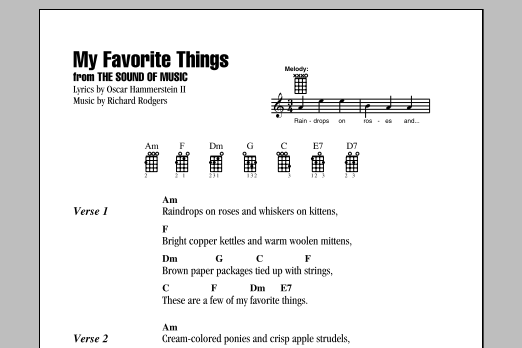 Rodgers & Hammerstein My Favorite Things sheet music notes and chords arranged for Ukulele Chords/Lyrics