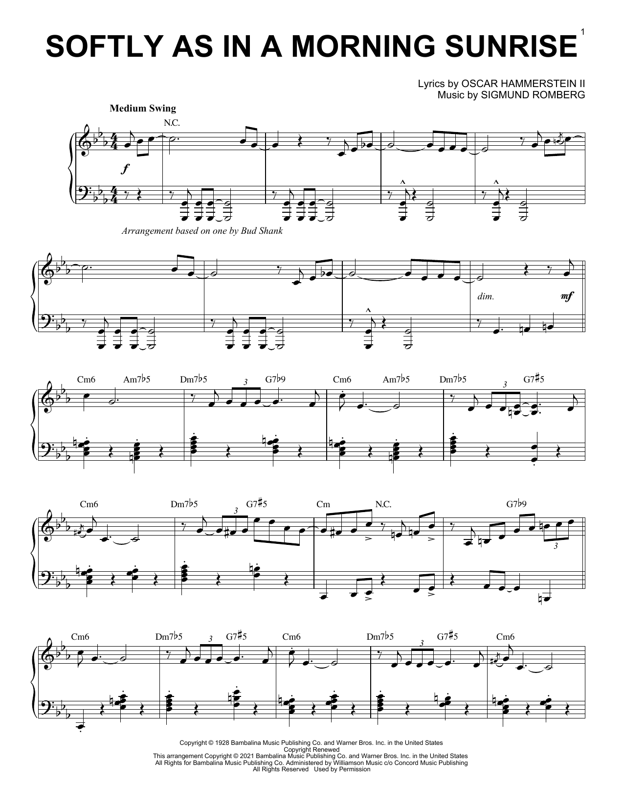 Oscar Hammerstein II Softly As In A Morning Sunrise [Jazz version] (arr. Brent Edstrom) sheet music notes and chords. Download Printable PDF.