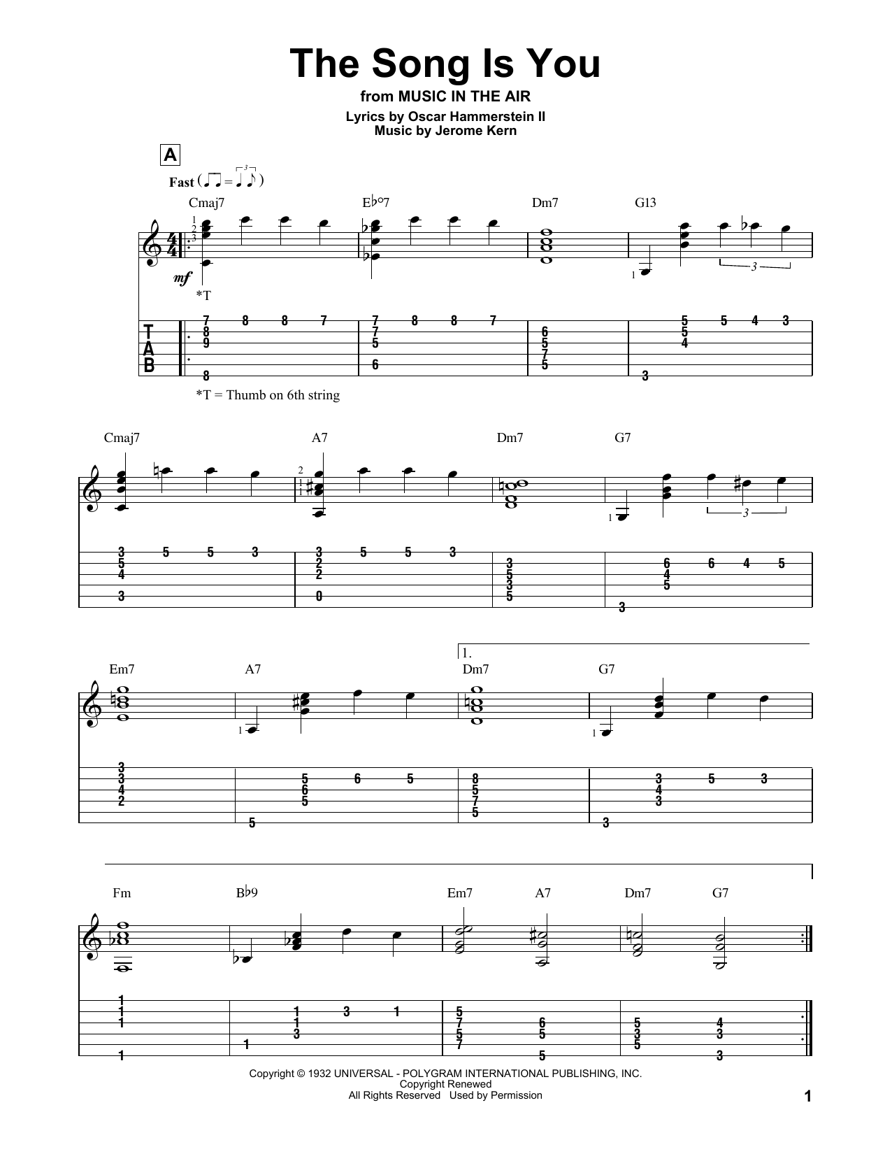 Oscar Hammerstein II The Song Is You sheet music notes and chords. Download Printable PDF.