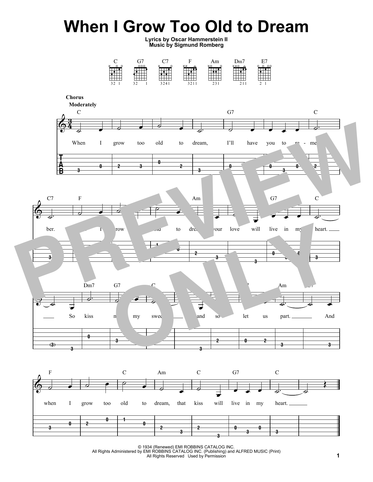 Oscar Hammerstein II When I Grow Too Old To Dream sheet music notes and chords. Download Printable PDF.