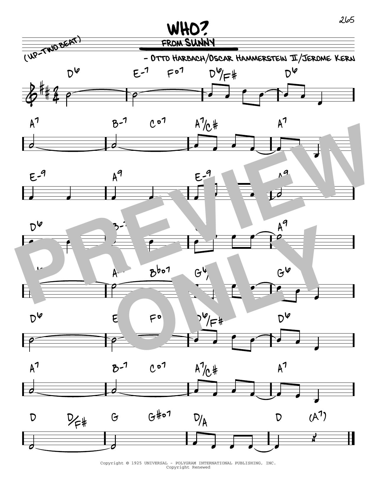 Learn to play Oscar Hammerstein II Who? sheet music for Real Book – Melody & Chords in minutes. Price: 5.9900$ Oscar Hammerstein II Who? sheet music notes and chords arranged for Real Book – Melody & Chords