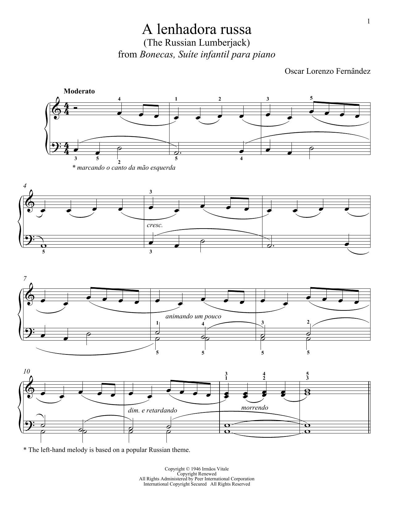 Learn to play Oscar Lorenzo Fernandez A Lenhadora Russa sheet music for Piano Solo in minutes. Price: 7.8900$ Oscar Lorenzo Fernandez A Lenhadora Russa sheet music notes and chords arranged for Piano Solo