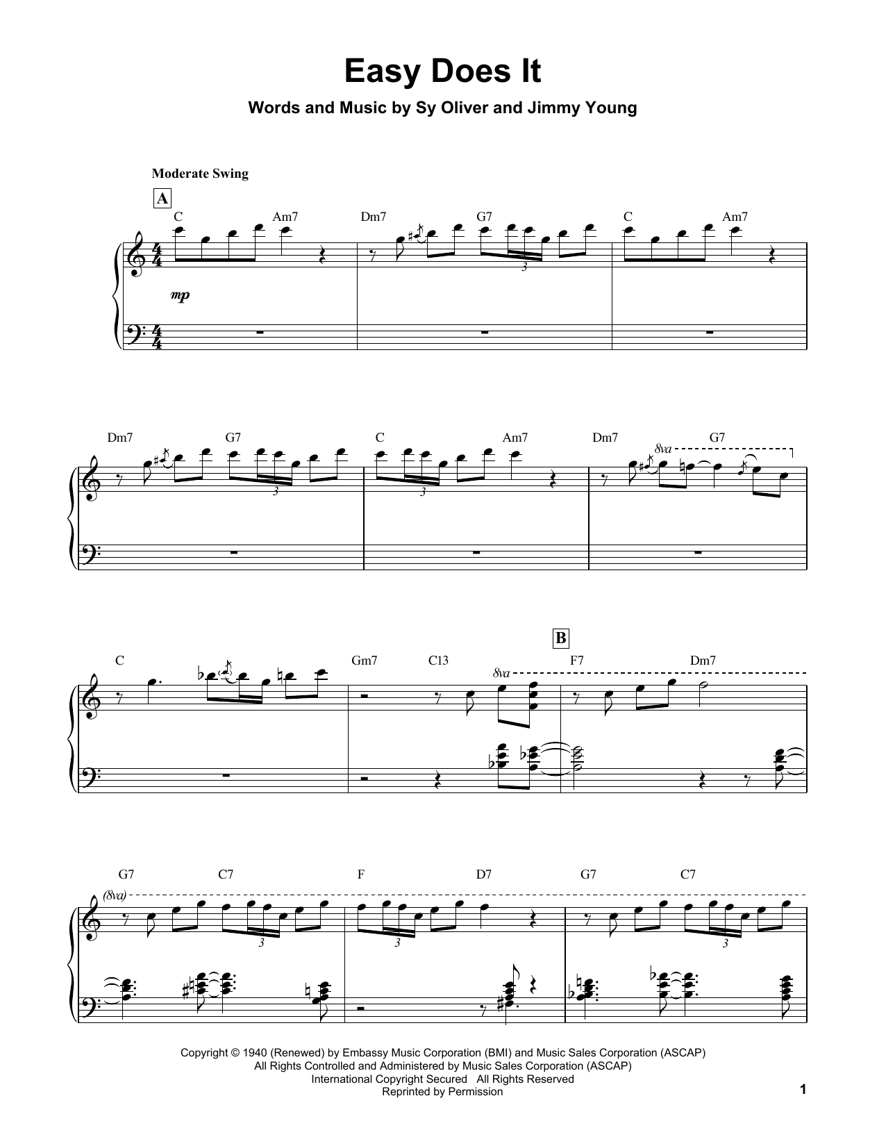 Oscar Peterson Easy Does It sheet music notes and chords. Download Printable PDF.