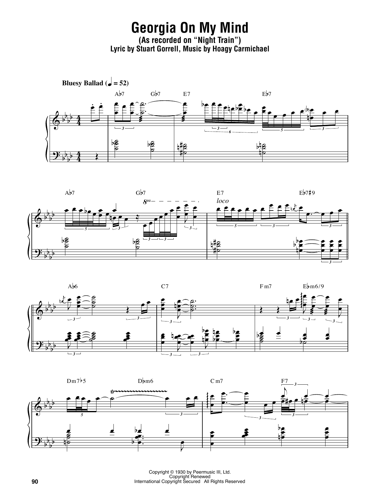 Oscar Peterson Georgia On My Mind sheet music notes and chords. Download Printable PDF.