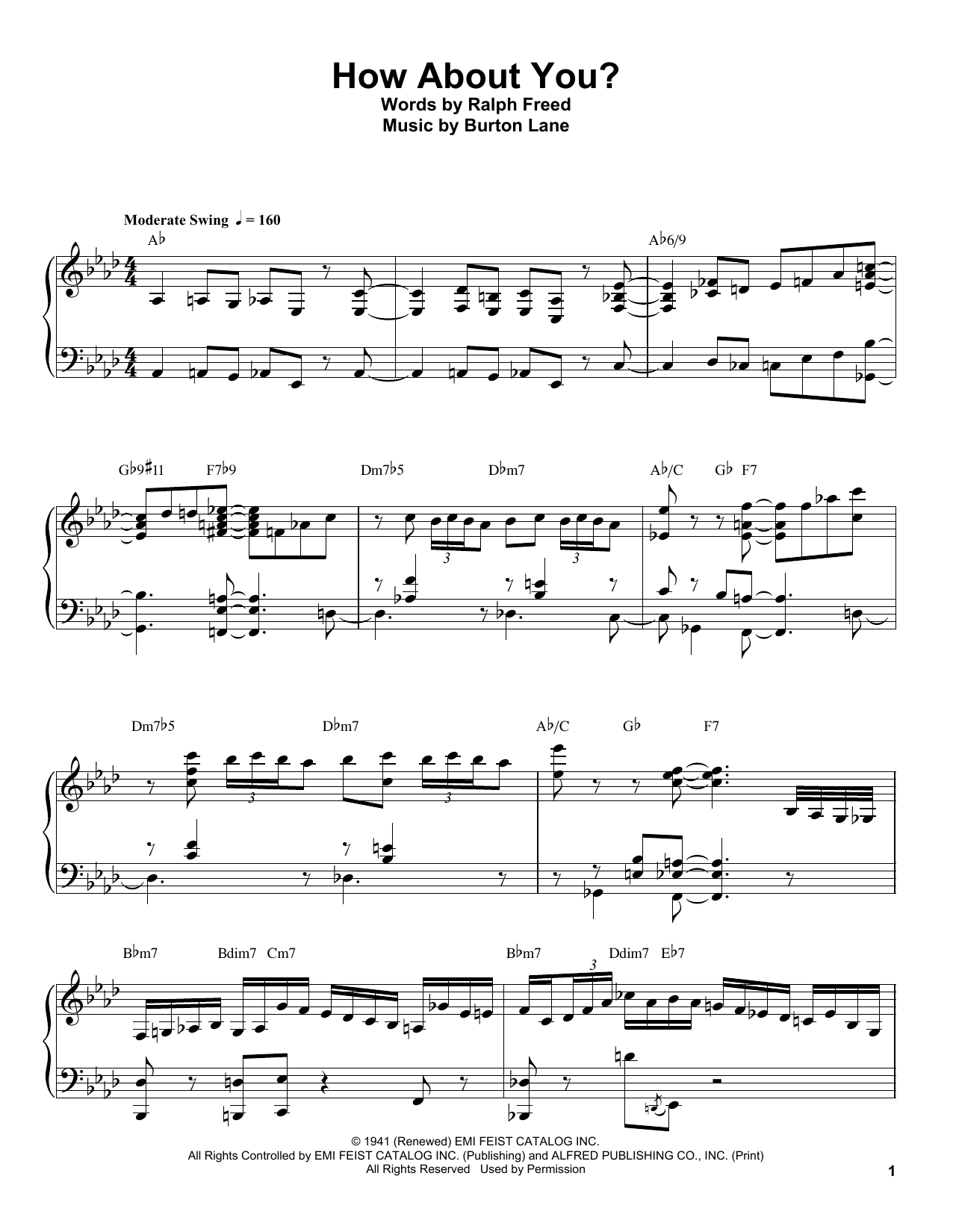 Learn to play Oscar Peterson How About You? sheet music for Piano Transcription in minutes. Price: 7.8900$ Oscar Peterson How About You? sheet music notes and chords arranged for Piano Transcription