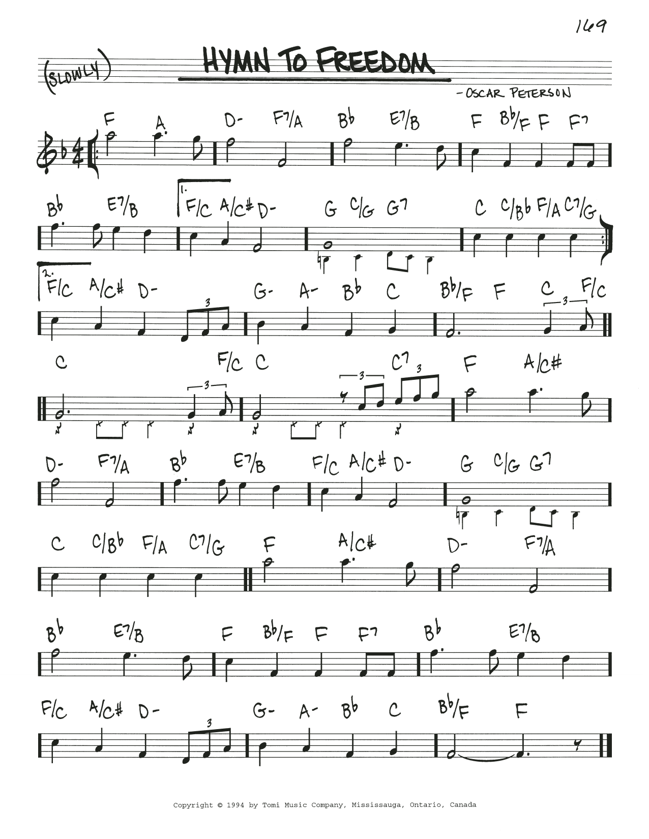 Oscar Peterson Hymn To Freedom sheet music notes and chords. Download Printable PDF.