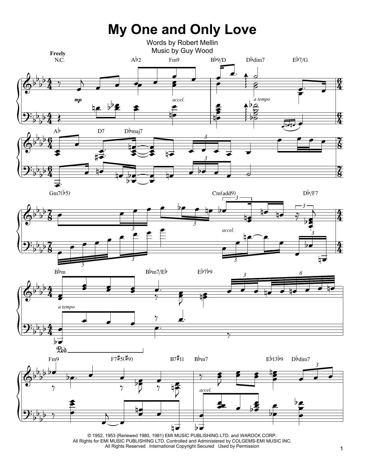 Oscar Peterson My One And Only Love sheet music notes and chords. Download Printable PDF.