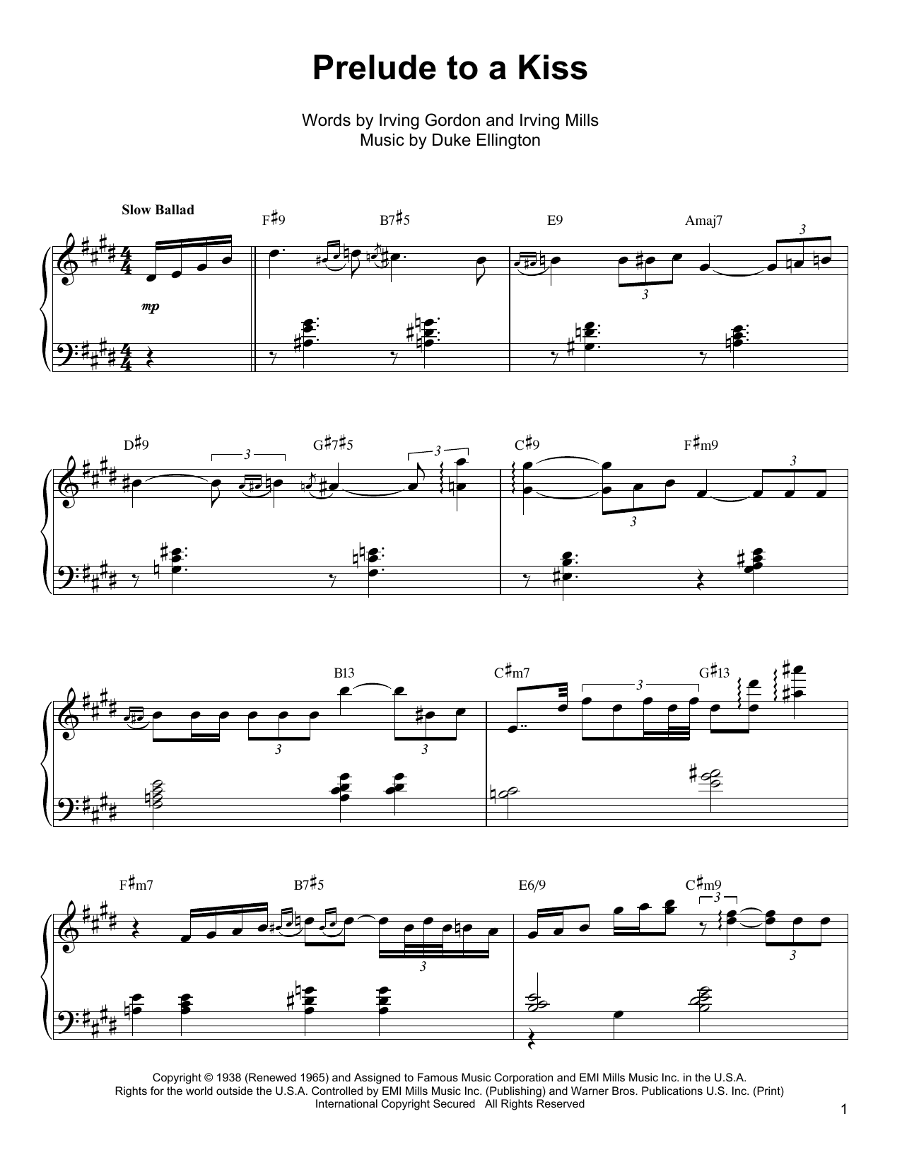 Oscar Peterson Prelude To A Kiss sheet music notes and chords. Download Printable PDF.