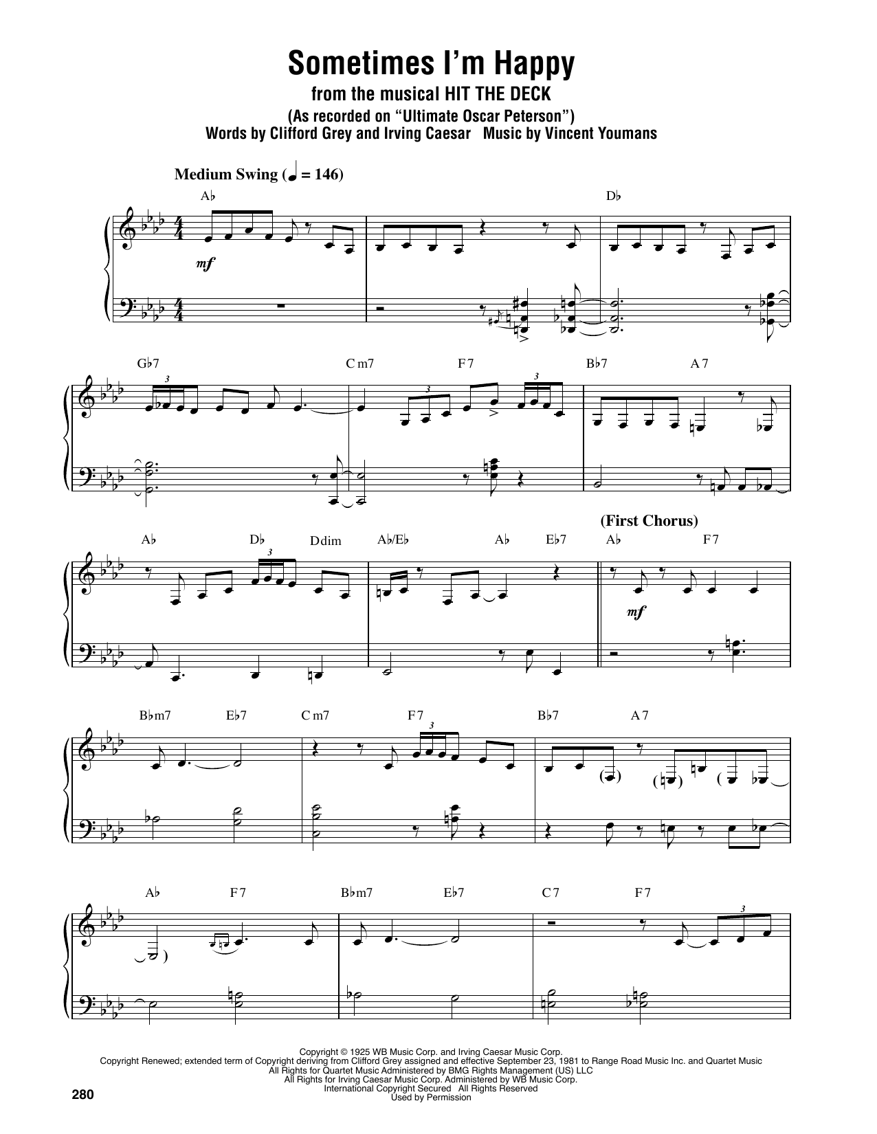 Oscar Peterson Sometimes I'm Happy sheet music notes and chords. Download Printable PDF.