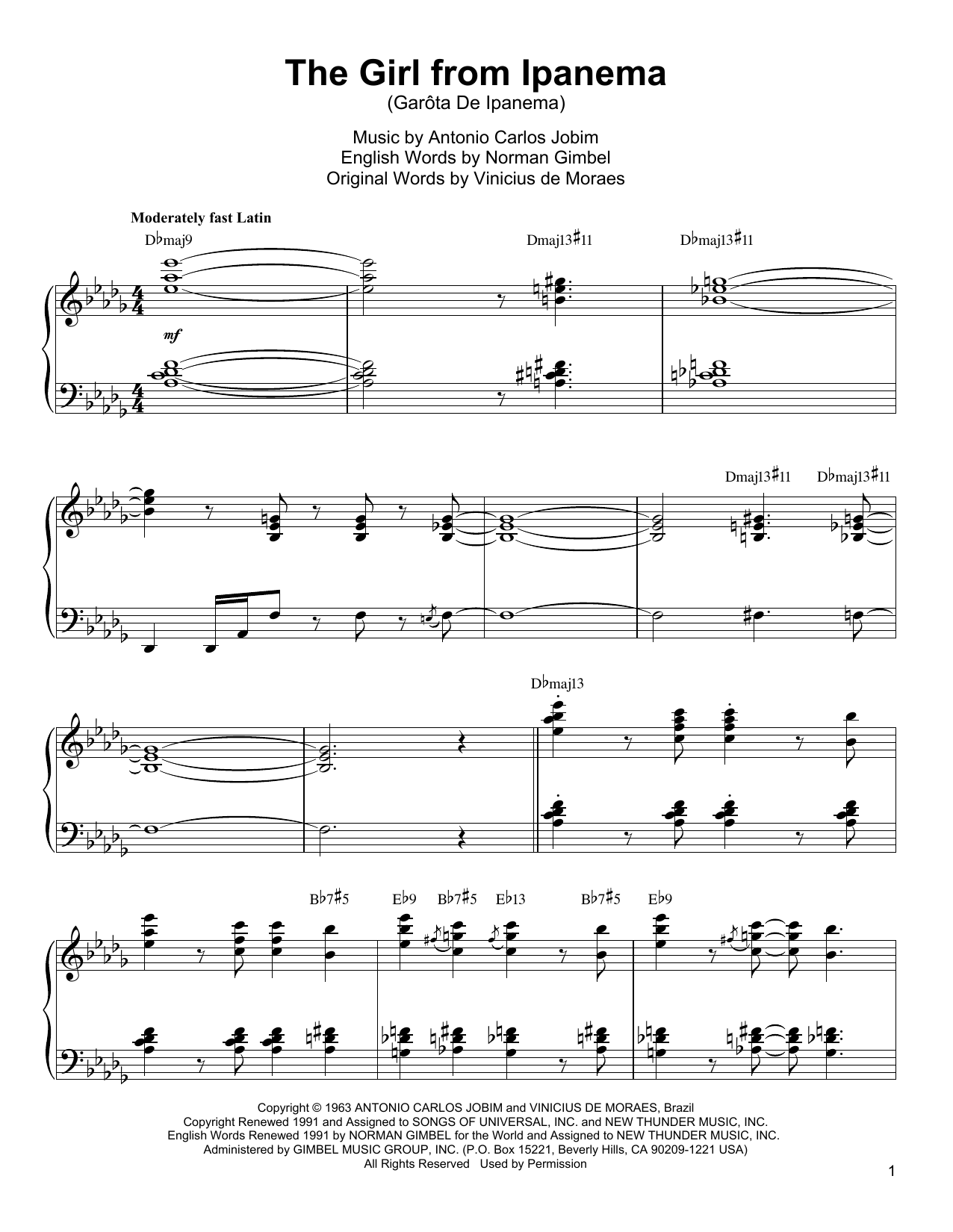 Oscar Peterson The Girl From Ipanema (Garota De Ipanema) sheet music notes and chords. Download Printable PDF.