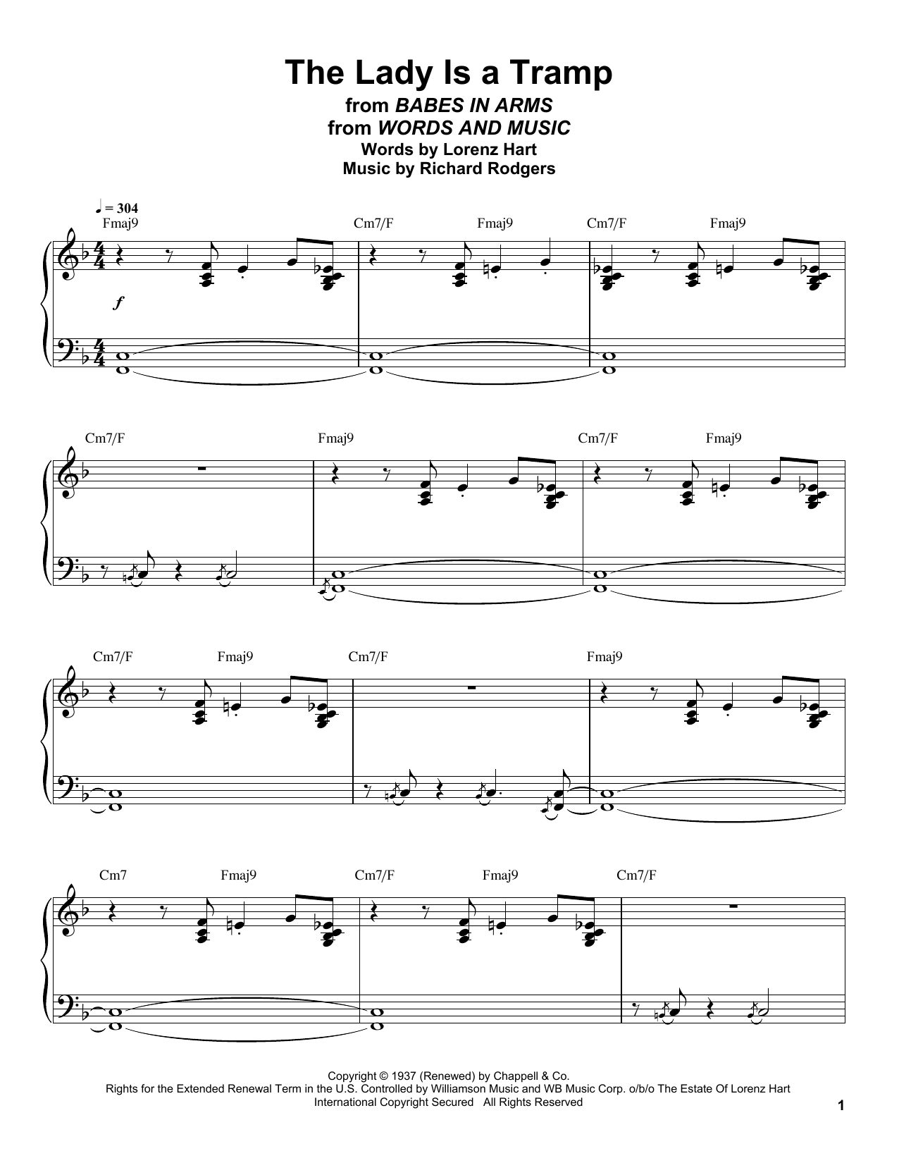 Oscar Peterson The Lady Is A Tramp sheet music notes and chords. Download Printable PDF.