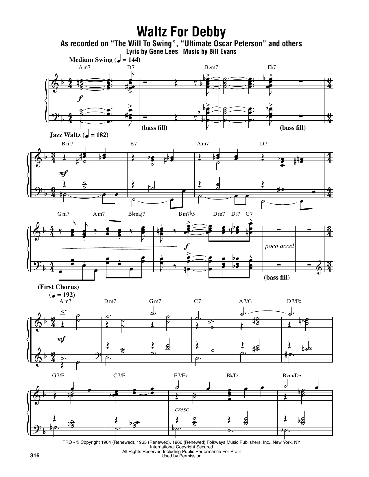 Learn to play Oscar Peterson Waltz For Debby sheet music for Piano Transcription in minutes. Price: 7.8900$ Oscar Peterson Waltz For Debby sheet music notes and chords arranged for Piano Transcription