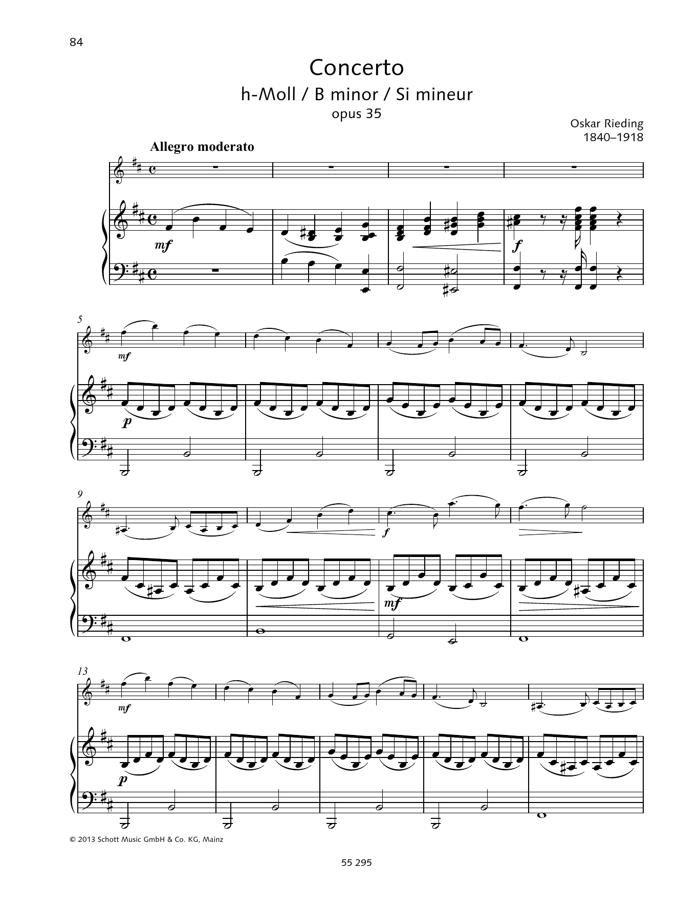 Oskar Rieding Concerto B minor sheet music notes and chords. Download Printable PDF.