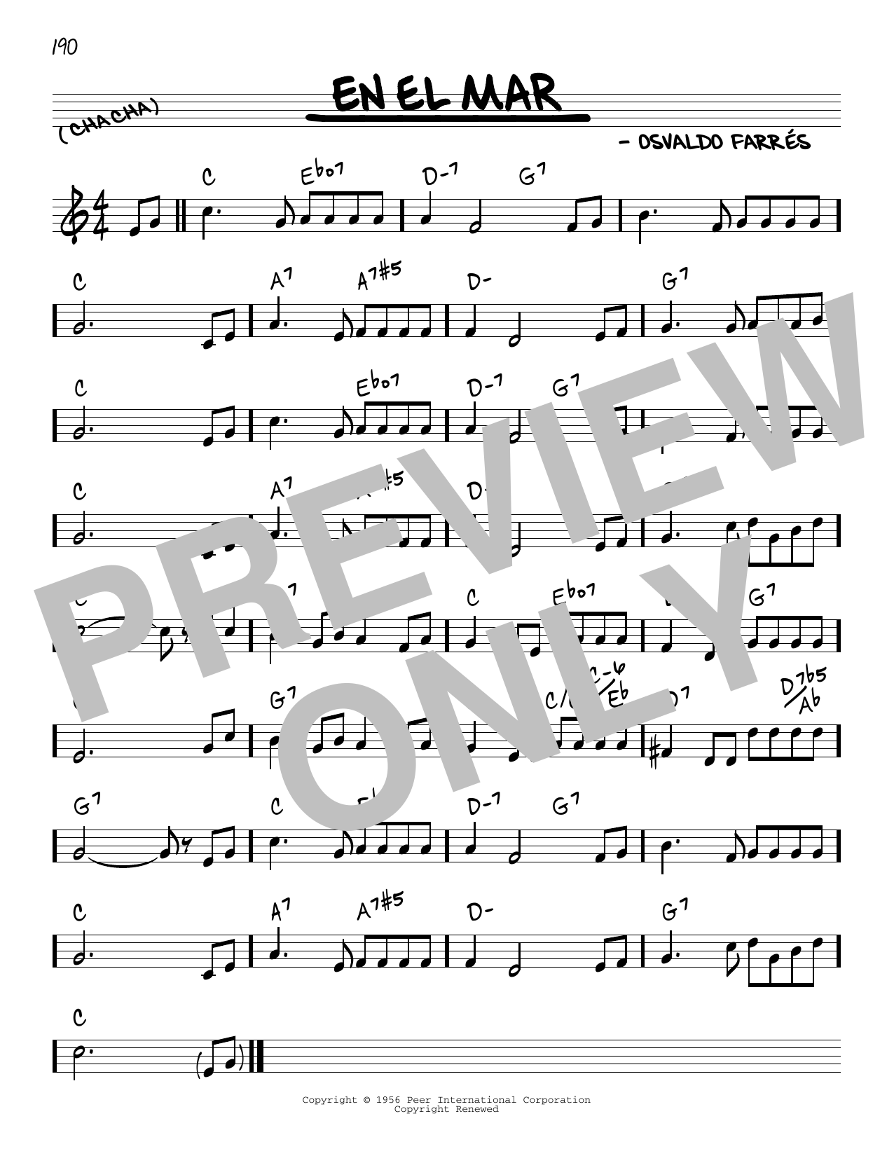Learn to play Osvaldo Farres En El Mar sheet music for Real Book – Melody & Chords in minutes. Price: 5.9900$ Osvaldo Farres En El Mar sheet music notes and chords arranged for Real Book – Melody & Chords
